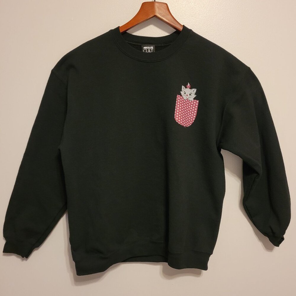 Disney Marie Cat Sweatshirt Absolute Cult Women XL Black & Pink Cotton/Polyester